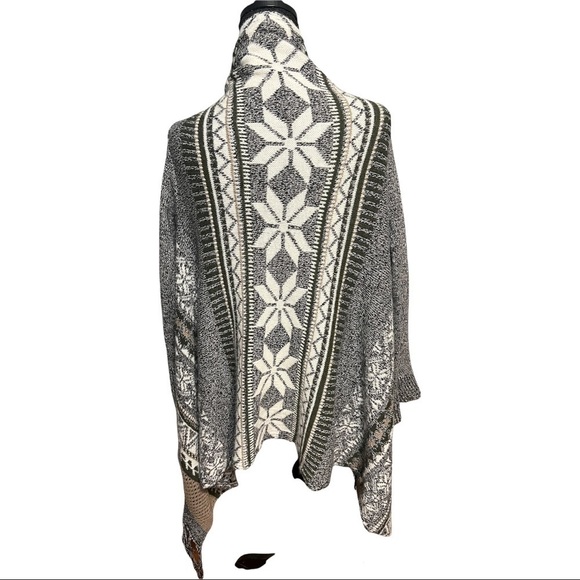 Dehavilland British Design Vintage Fringe Cardigan Open Rustic Nordic Sweater OS - Picture 3 of 10